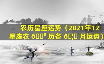 农历星座运势（2021年12星座农 🌳 历各 🦉 月运势）